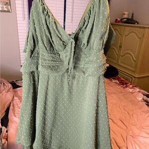 SHEIN Sage Green Textured Dress